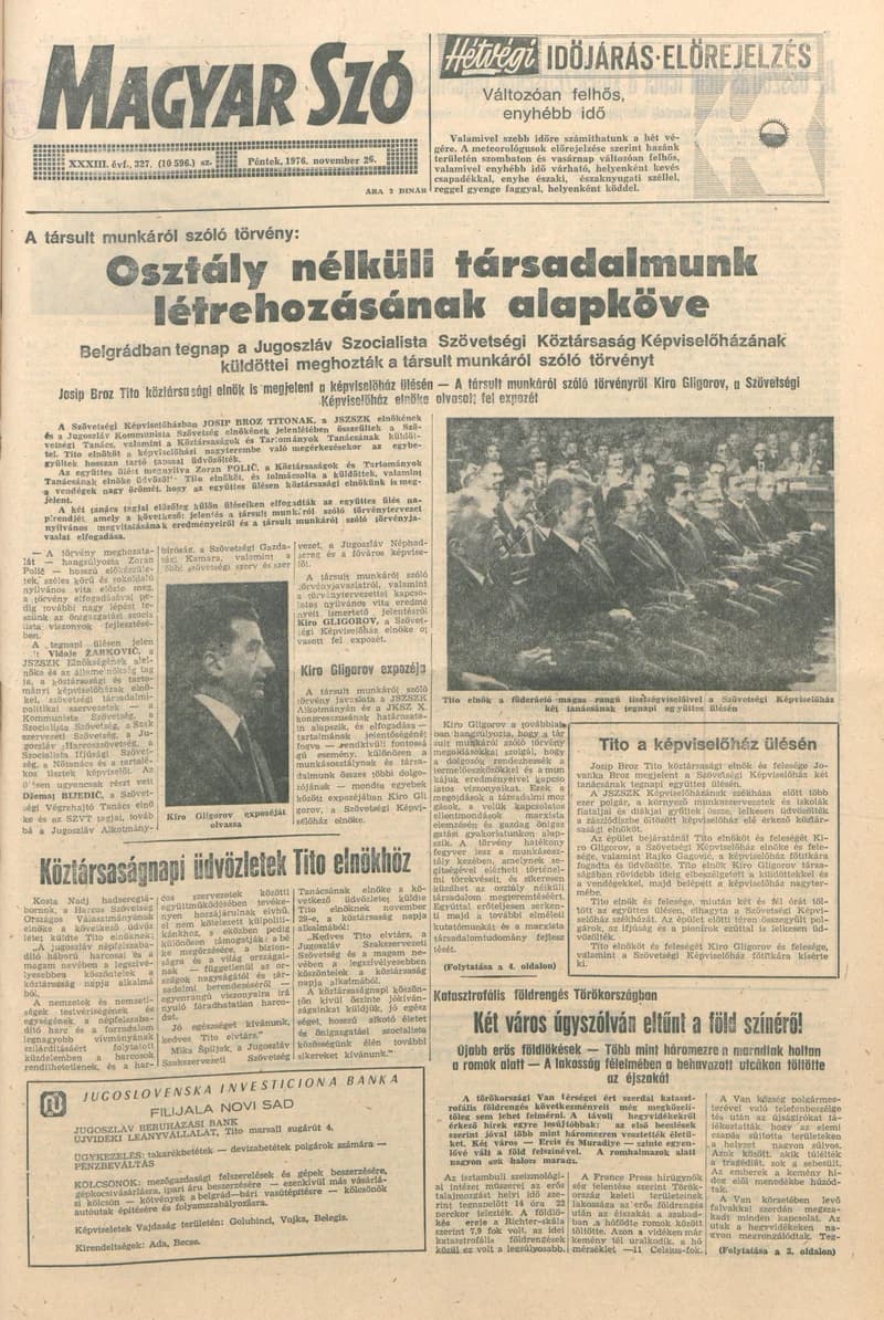 Magyar Szó, 33. évf. 1976. november 26. 327. sz. 1–24. oldal