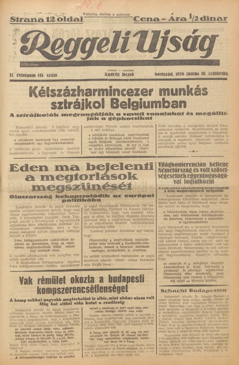 Reggeli Újság, 17. évf. 1936. június 18. 141. sz.