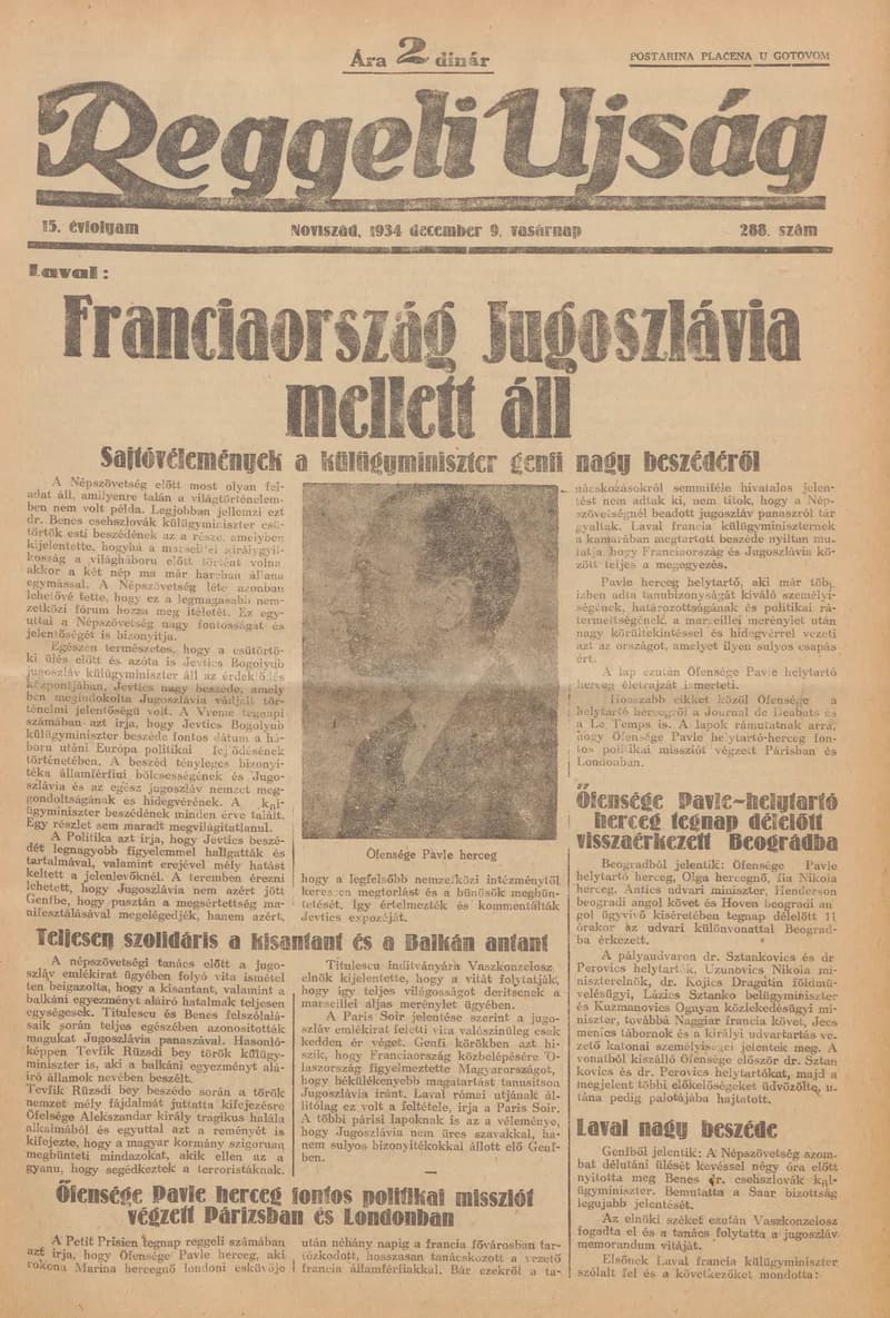 Reggeli Újság, 15. évf. 1934. december 9. 288. sz.