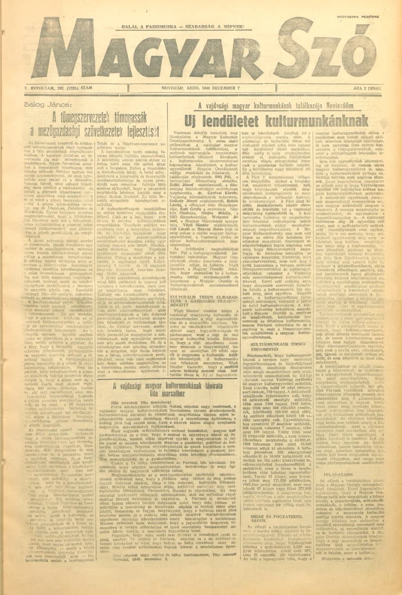 Magyar Szó, 5. évf. 1948. december 7. 292. sz. 1–4. oldal
