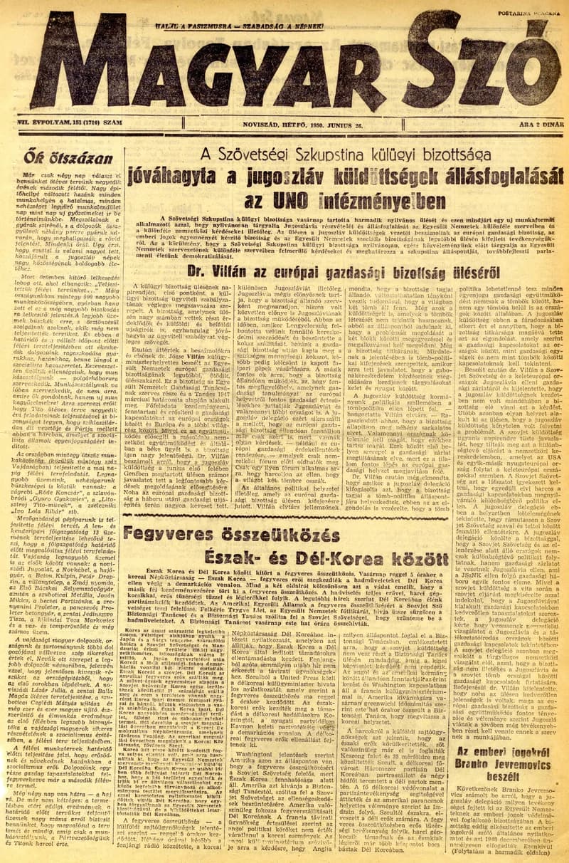Magyar Szó, 7. évf. 1950. június 26. 151. sz. 1–4. oldal
