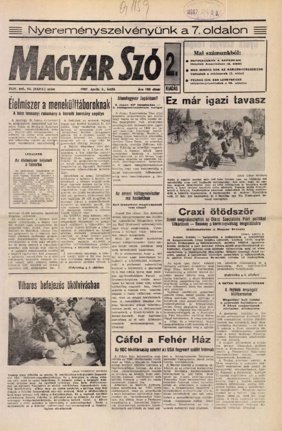 Magyar Szó, 44. évf. 1987. április 6. 94. sz. 1–20. oldal