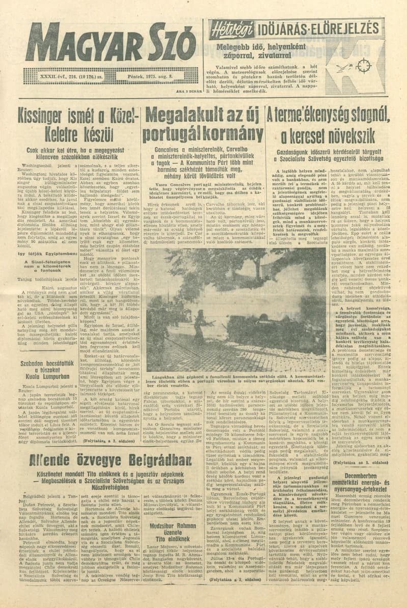 Magyar Szó, 32. évf. 1975. augusztus 8. 216. sz.