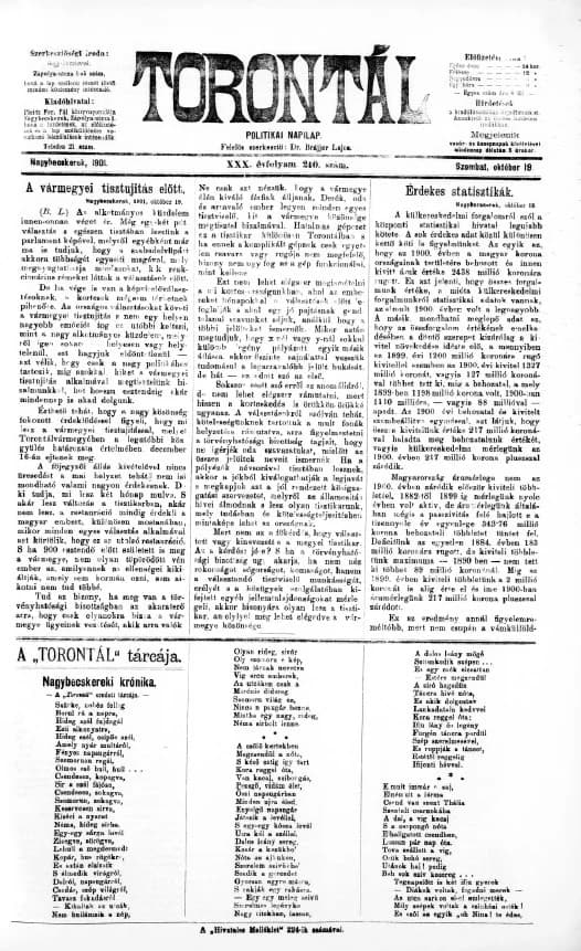 Torontál, 30. évf. 1901. október 19. 240. sz.