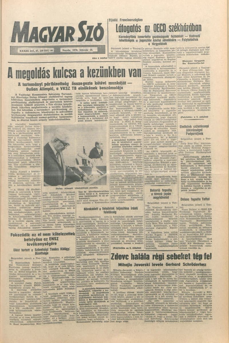 Magyar Szó, 33. évf. 1976. február 18. 47. sz. 1–20. oldal