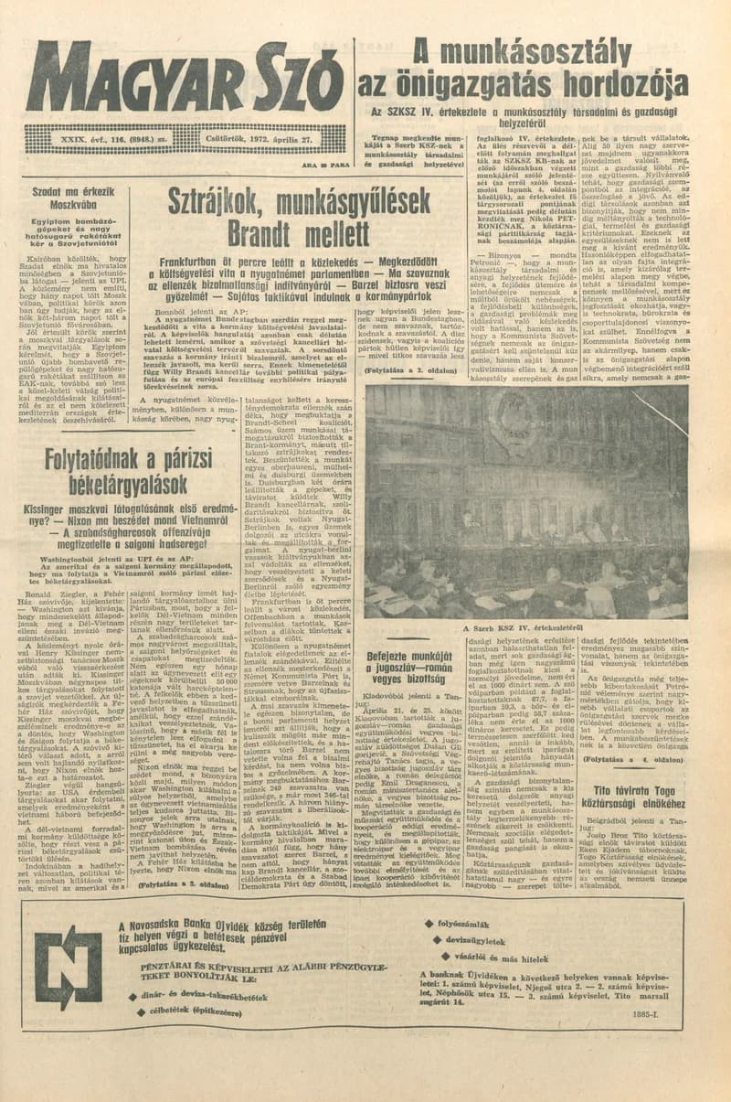 Magyar Szó, 29. évf. 1972. április 27. 116. sz. 1–12. oldal