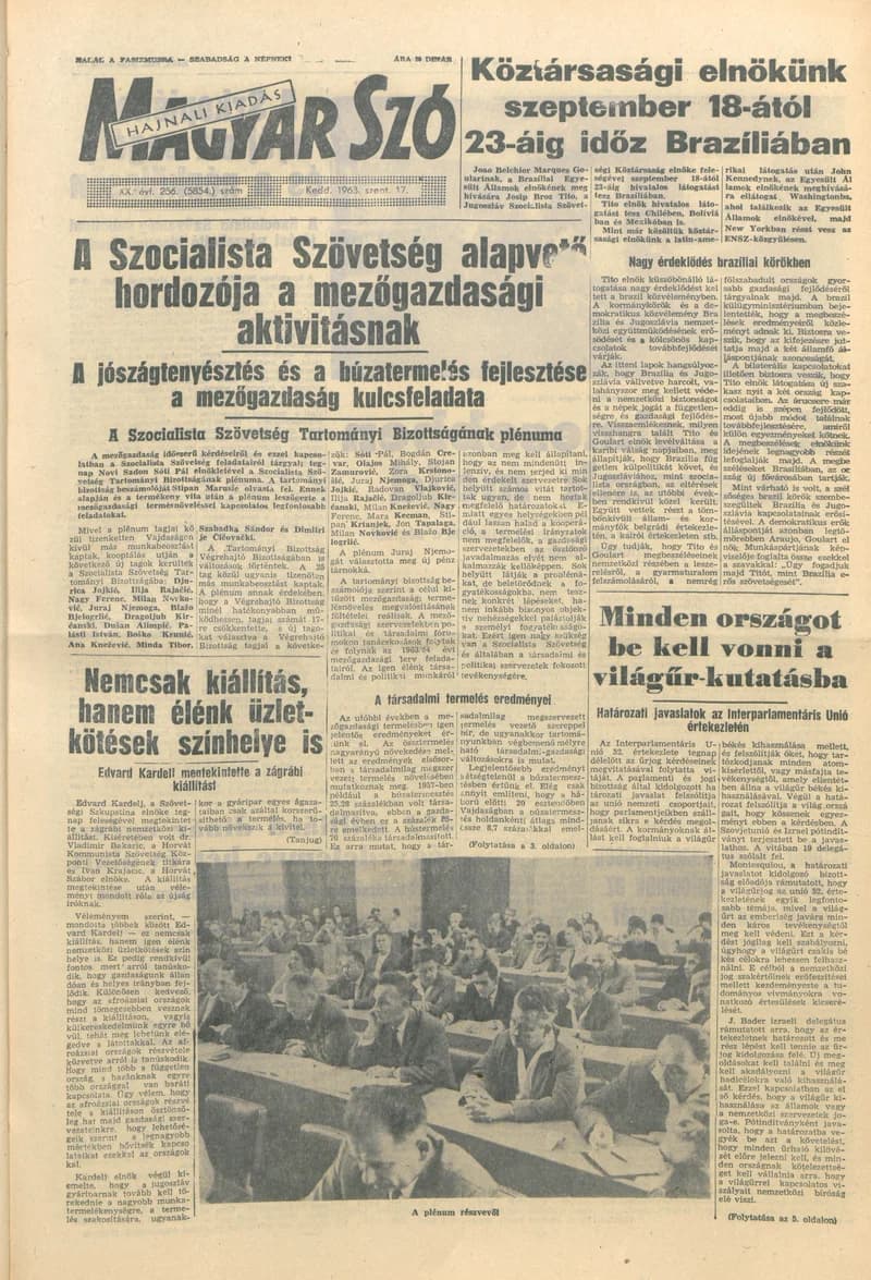 Magyar Szó, 20. évf. 1963. szeptember 17. 256. sz. 1–14. oldal