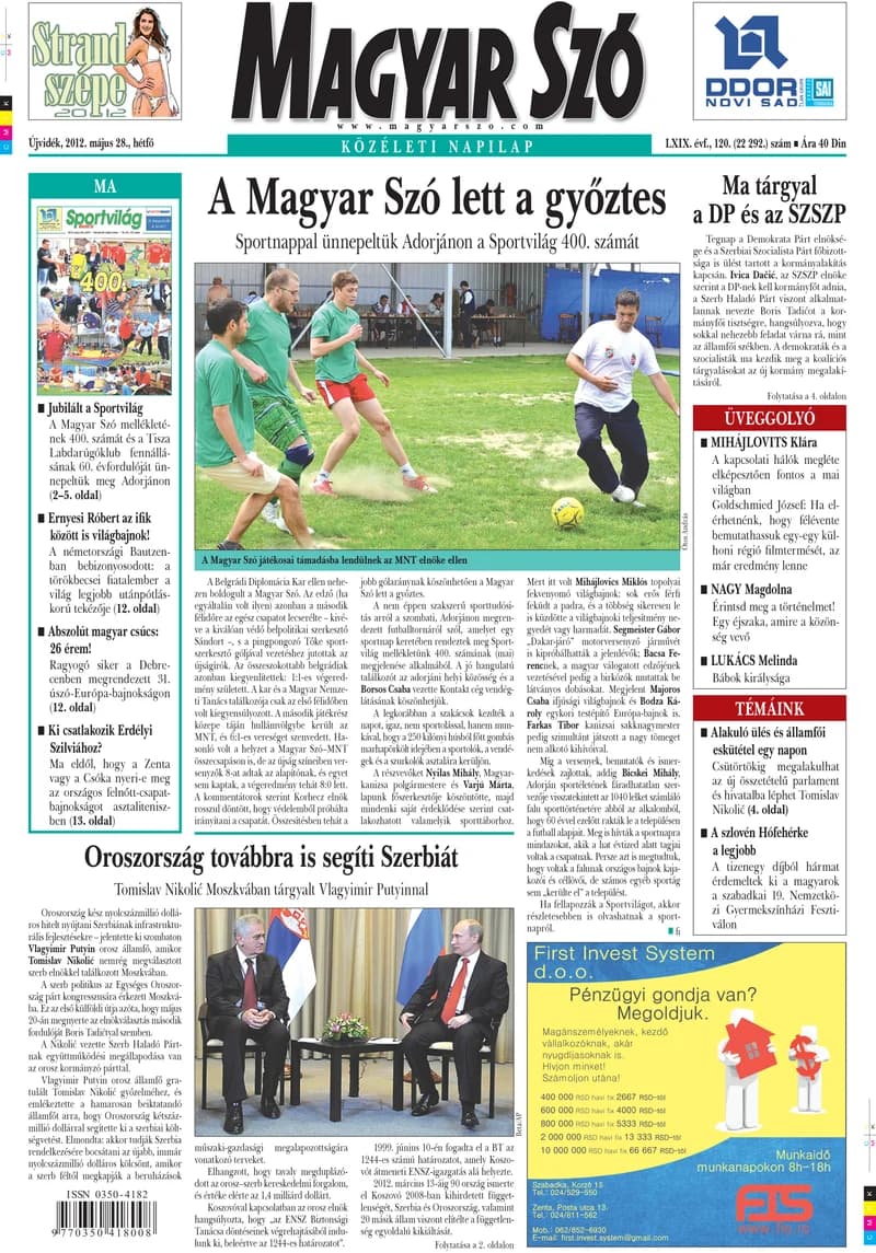 Magyar Szó, 69. évf. 2012. május 28. 120. sz. 1–16. oldal