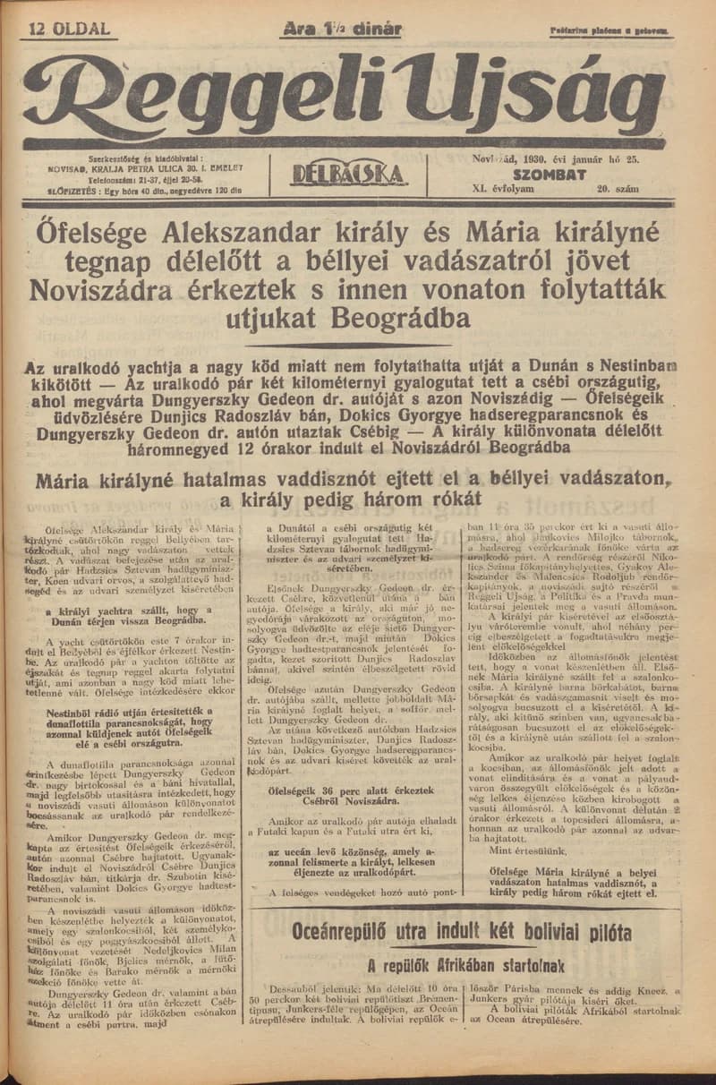 Reggeli Újság, 11. évf. 1930. január 25. 20. sz.