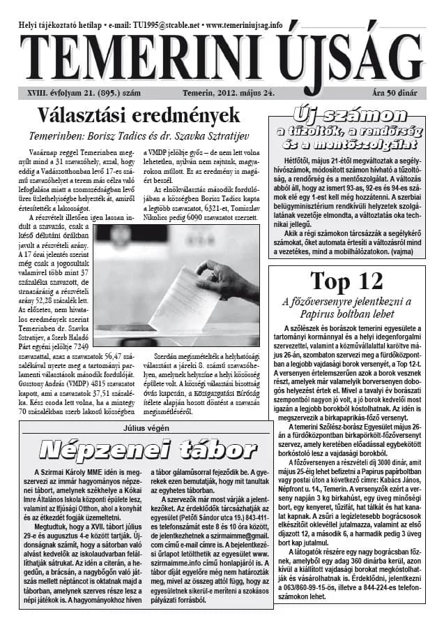 Temerini Újság, 18. évf. 2012. május 24. 21. sz.