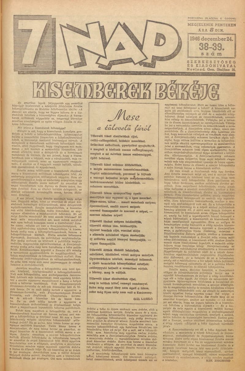 7 Nap, 1. évf. 1946. december 24. 38–39. sz. 1–20. oldal