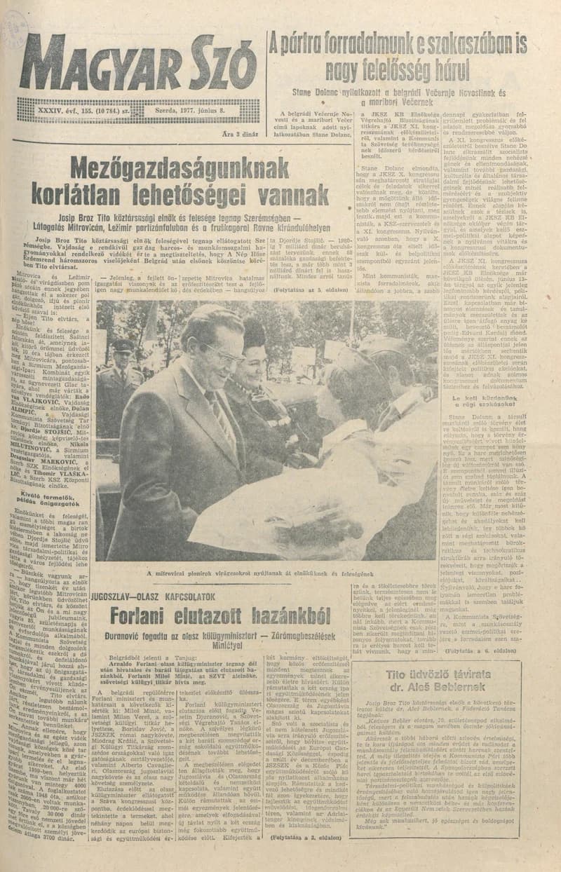 Magyar Szó, 34. évf. 1977. június 8. 155. sz.
