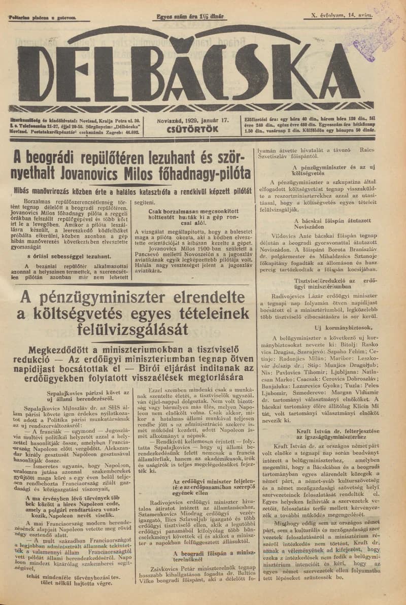 Délbácska, 10. évf. 1929. január 17. 14. sz.