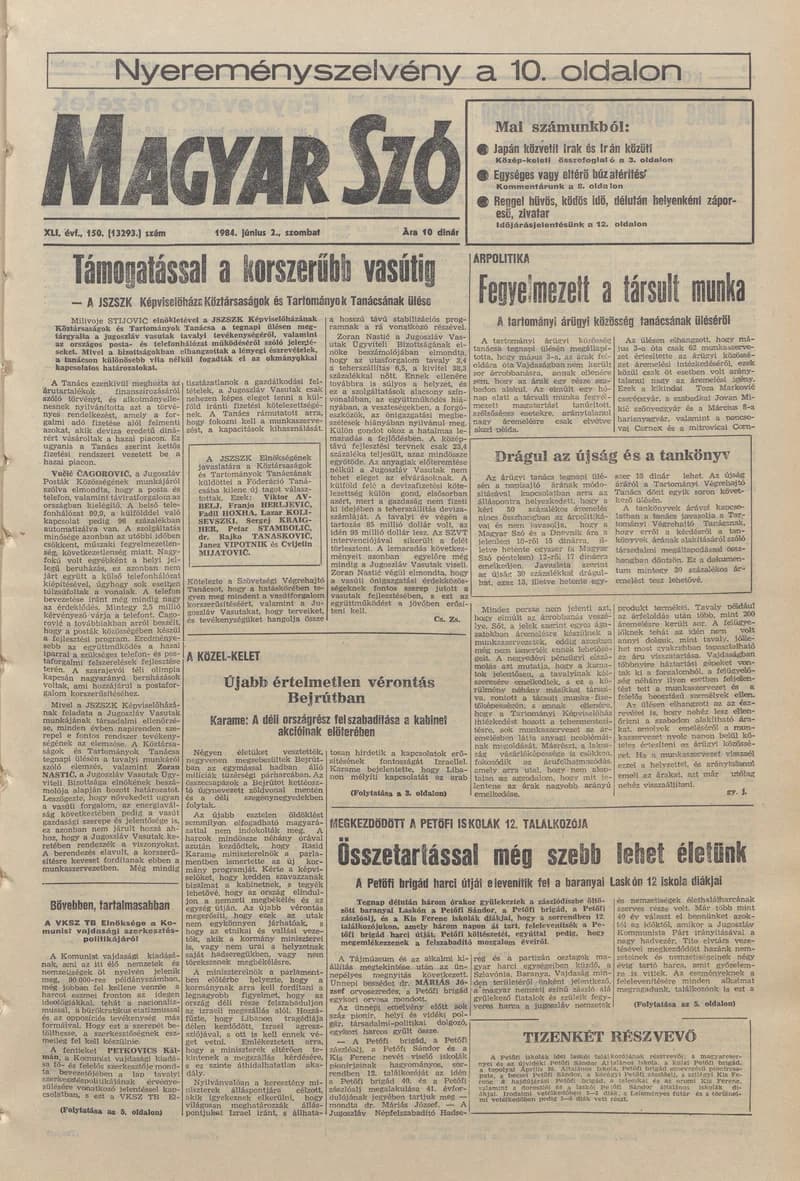 Magyar Szó, 41. évf. 1984. június 2. 150. sz. 1–24. oldal