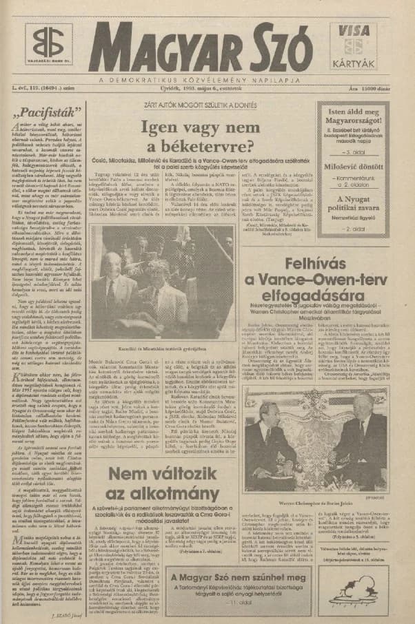 Magyar Szó, 50. évf. 1993. május 6. 119. sz. 1–16. oldal