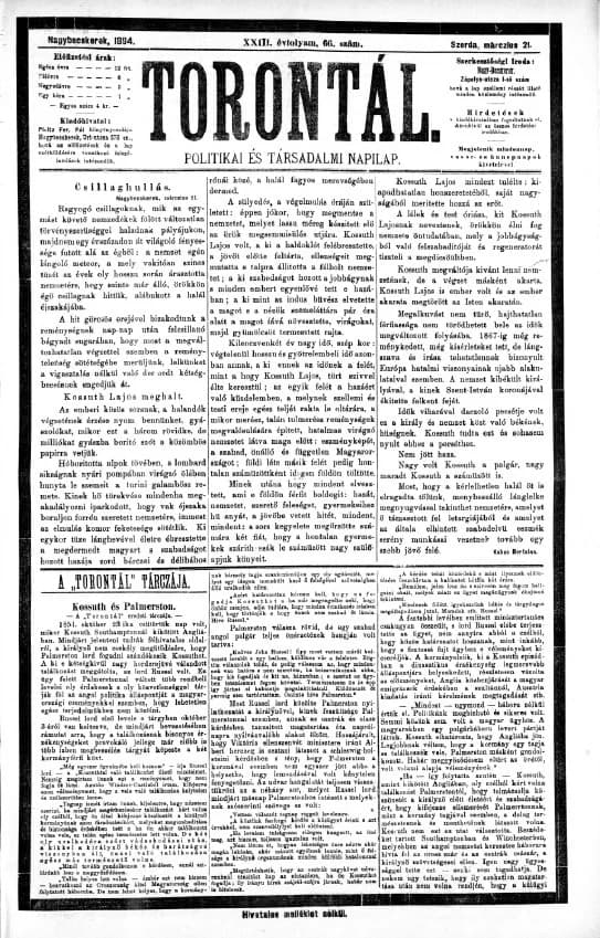 Torontál, 23. évf. 1894. március 21. 66. sz.