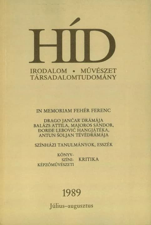 Híd, 53. évf. 1989. július – augusztus. 7–8. sz. 789–996. oldal