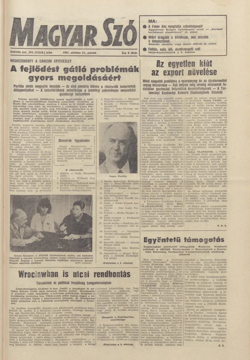 Magyar Szó, 38. évf. 1981. október 23. 292. sz.
