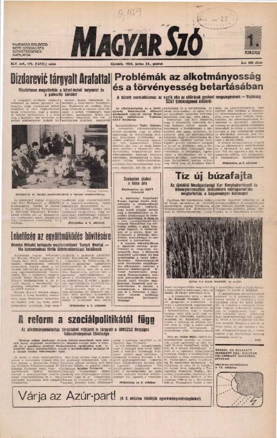 Magyar Szó, 45. évf. 1988. június 24. 172. sz. 1–24. oldal