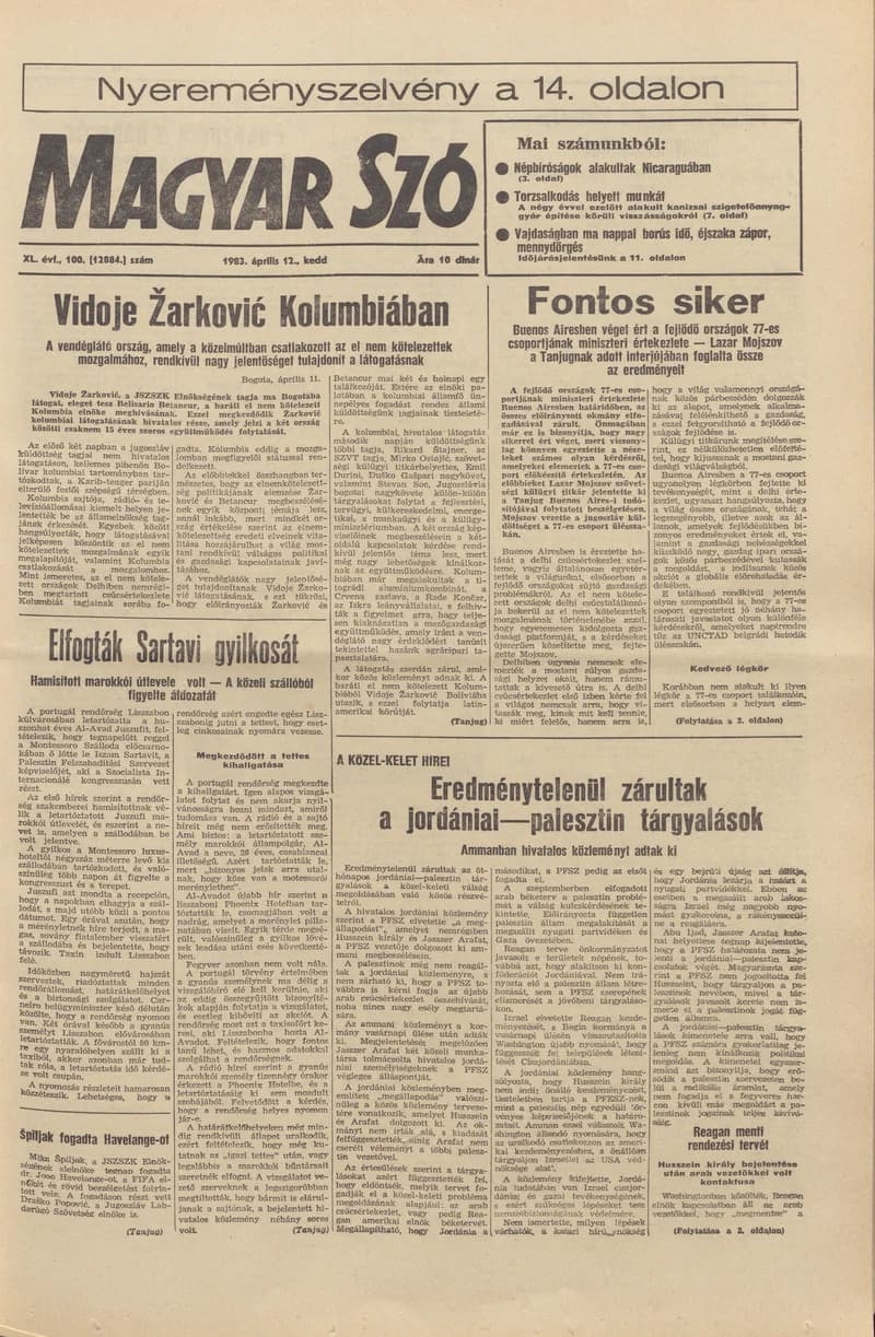 Magyar Szó, 40. évf. 1983. április 12. 100. sz. 1–20. oldal