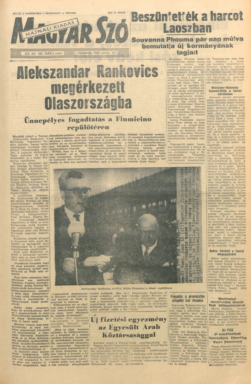 Magyar Szó, 19. évf. 1962. június 14. 162. sz. 1–16. oldal