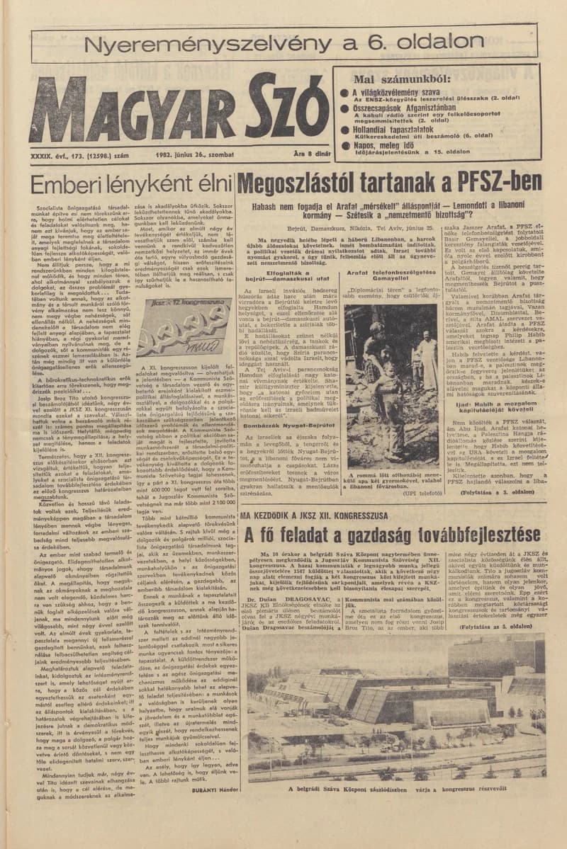 Magyar Szó, 39. évf. 1982. június 26. 173. sz. 1–20. oldal
