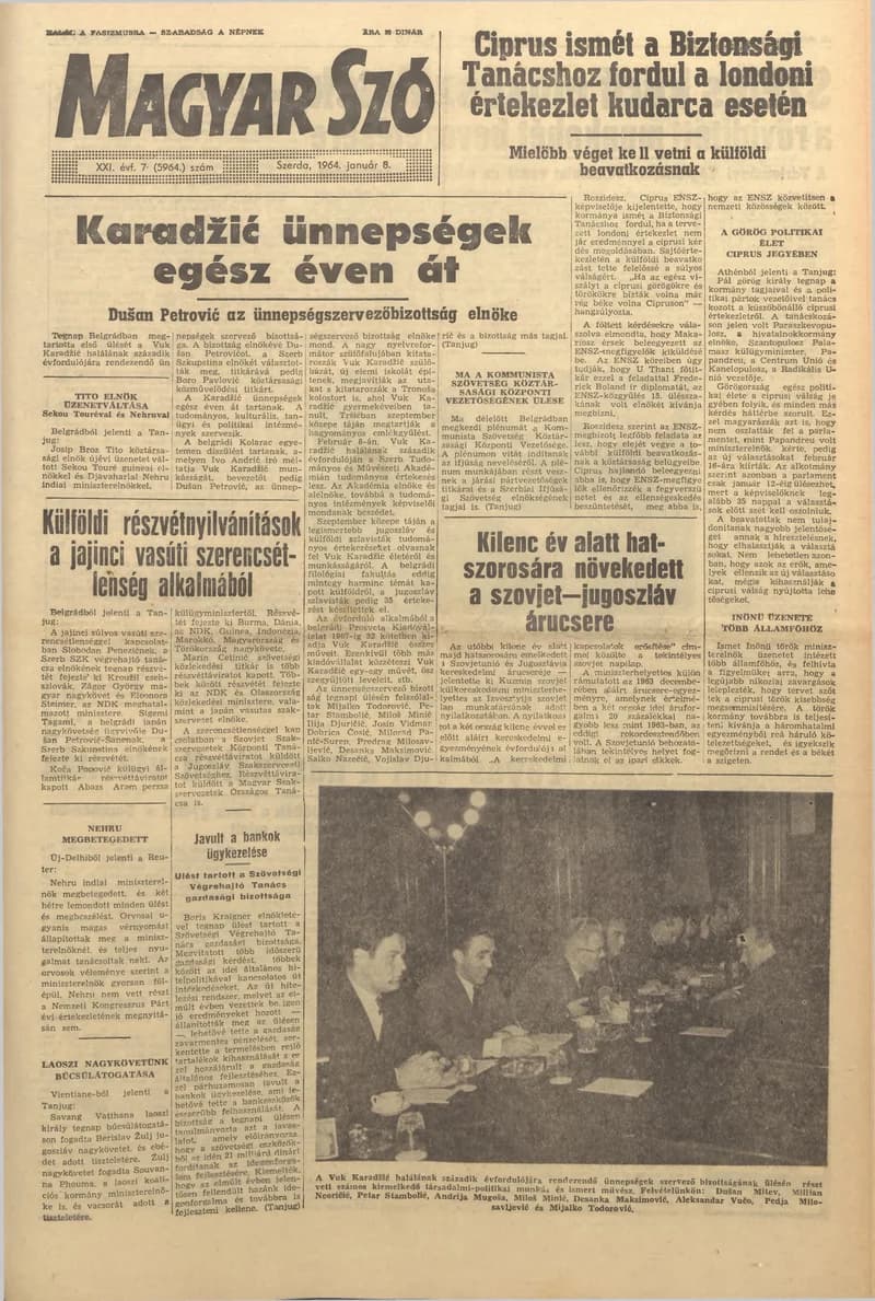 Magyar Szó, 21. évf. 1964. január 8. 7. sz. 1–16. oldal