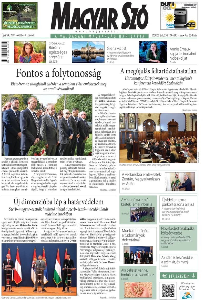 Magyar Szó, 79. évf. 2022. október 7. 234. sz. 1–16. oldal