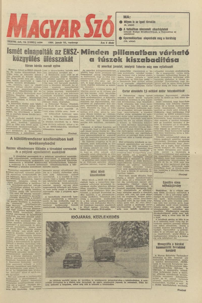 Magyar Szó, 38. évf. 1981. január 18. 16. sz. 1–28. oldal