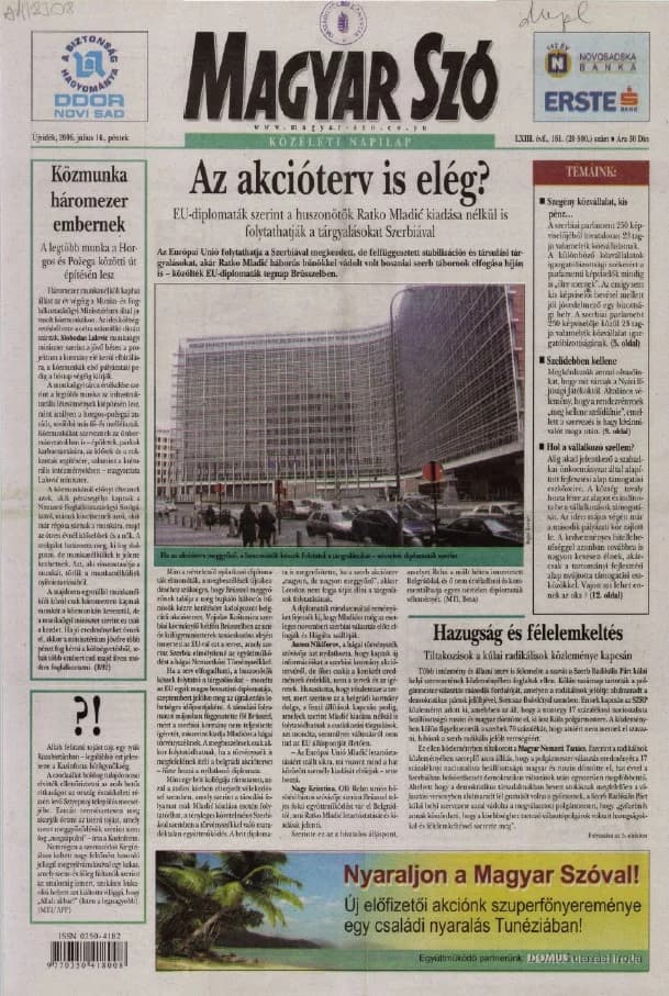 Magyar Szó, 63. évf. 2006. július 14. 161. sz.