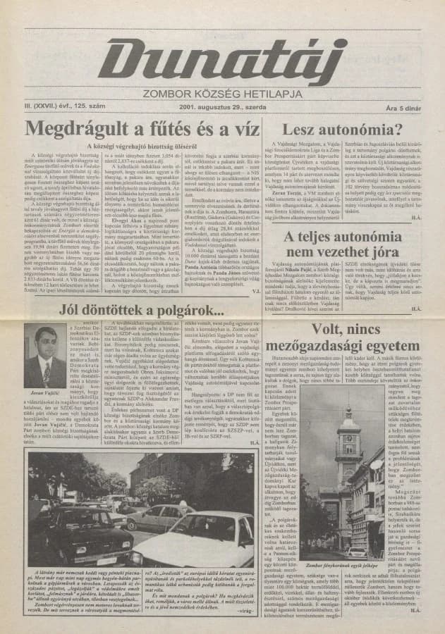 Dunatáj, 3. évf. 2001. augusztus 29. 125. sz.