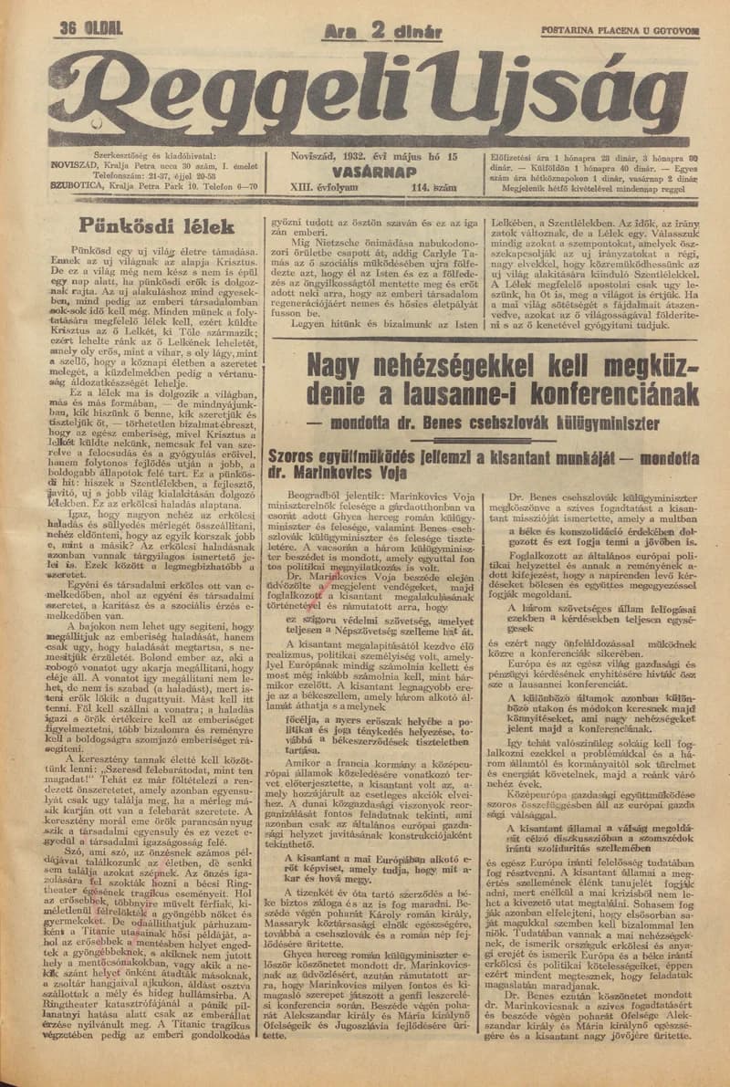 Reggeli Újság, 13. évf. 1932. május 15. 114. sz.