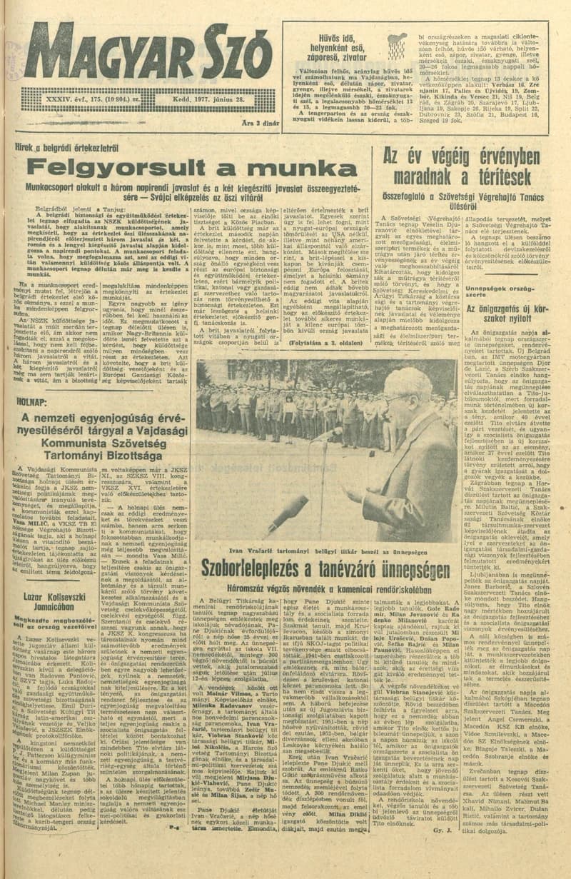 Magyar Szó, 34. évf. 1977. június 28. 175. sz.