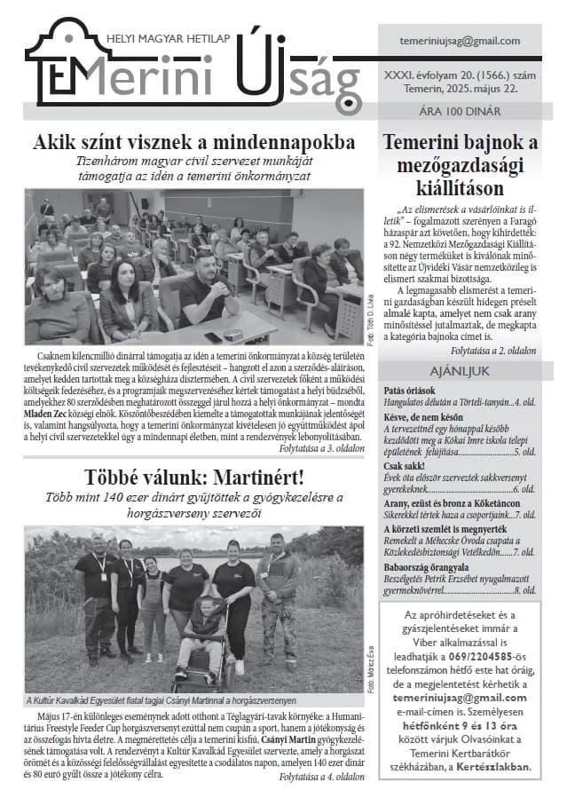 Temerini Újság, 31. évf. 2025. május 22. 20. sz.