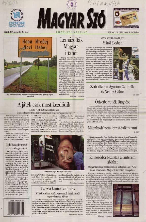Magyar Szó, 62. évf. 2005. szeptember 20. 221. sz. 1–20. oldal
