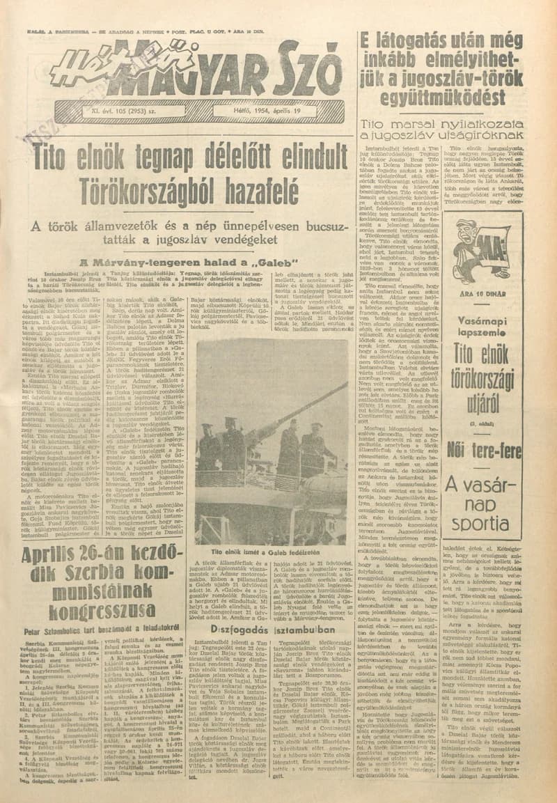 Magyar Szó, 11. évf. 1954. április 19. 105. sz. 1–8. oldal