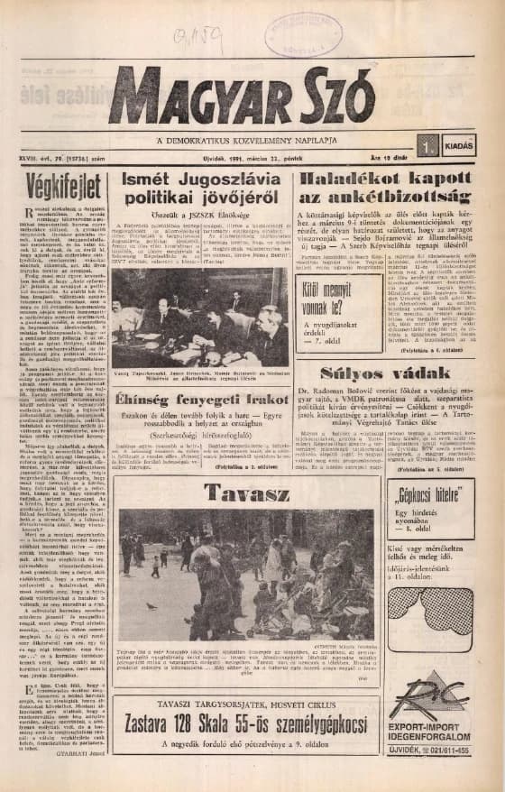 Magyar Szó, 48. évf. 1991. március 22. 79. sz. 1–20. oldal