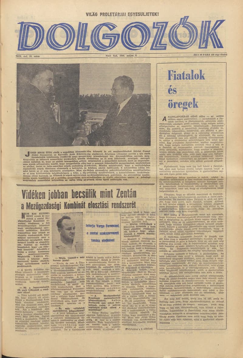 Dolgozók, 20. évf. 1966. május 6. 19. sz.
