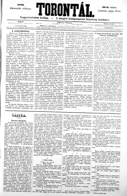Torontál, 9. évf. 1880. május 13. 20. sz.