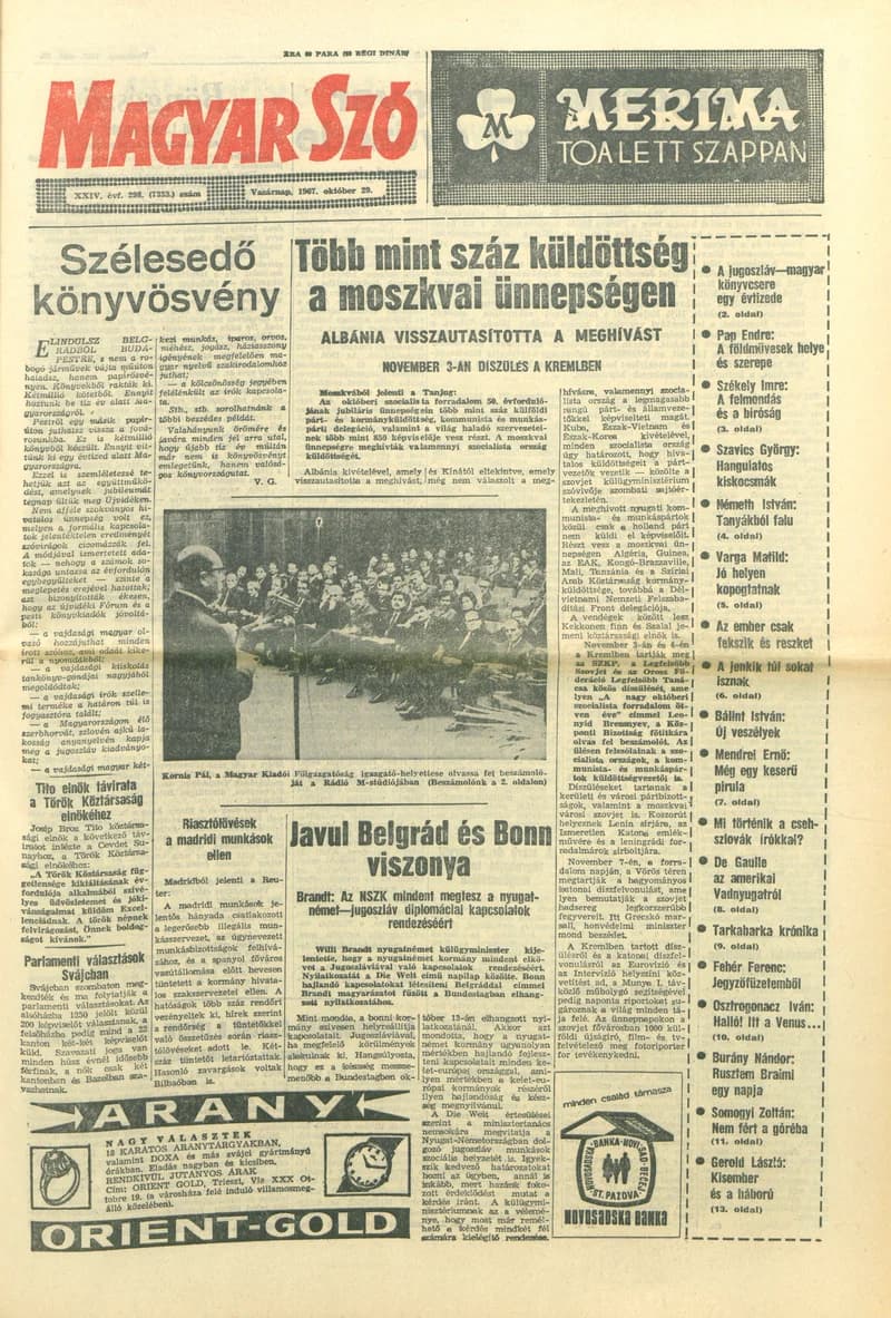 Magyar Szó, 24. évf. 1967. október 29. 298. sz. 1–24. oldal