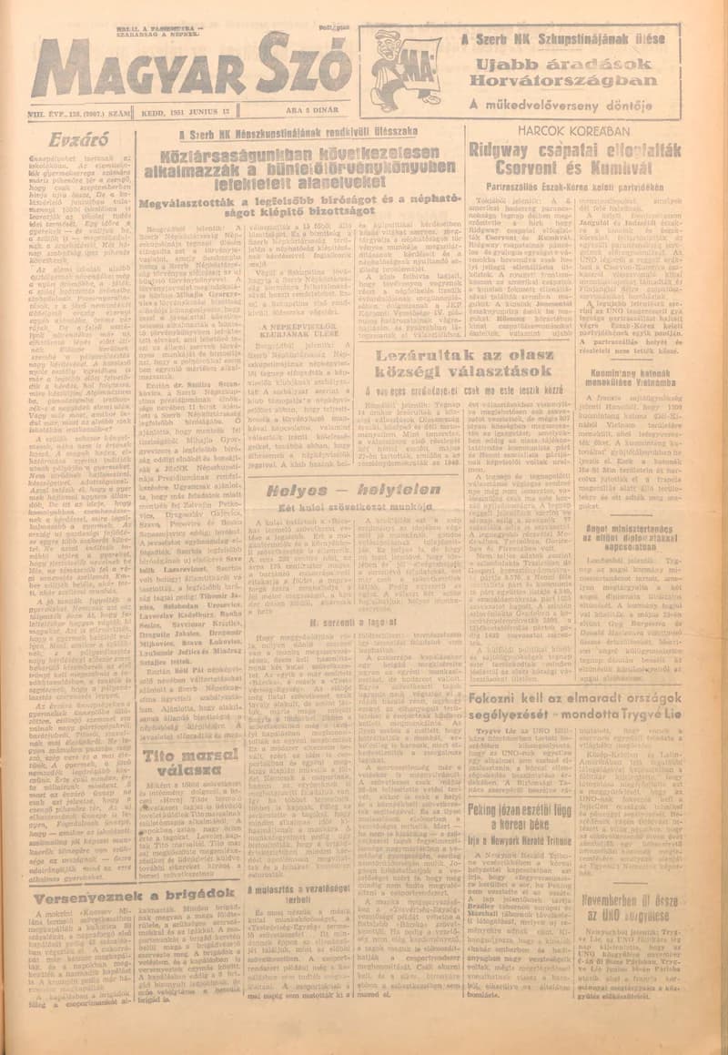 Magyar Szó, 8. évf. 1951. június 12. 138. sz. 1–4. oldal