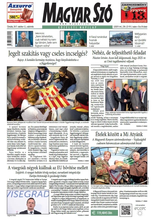Magyar Szó, 74. évf. 2017. október 12. 238. sz. 1–20. oldal
