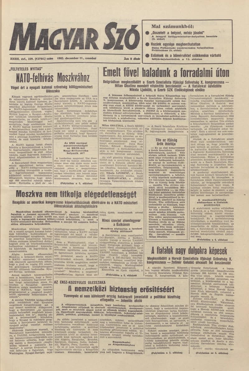 Magyar Szó, 39. évf. 1982. december 11. 339. sz. 1–24. oldal