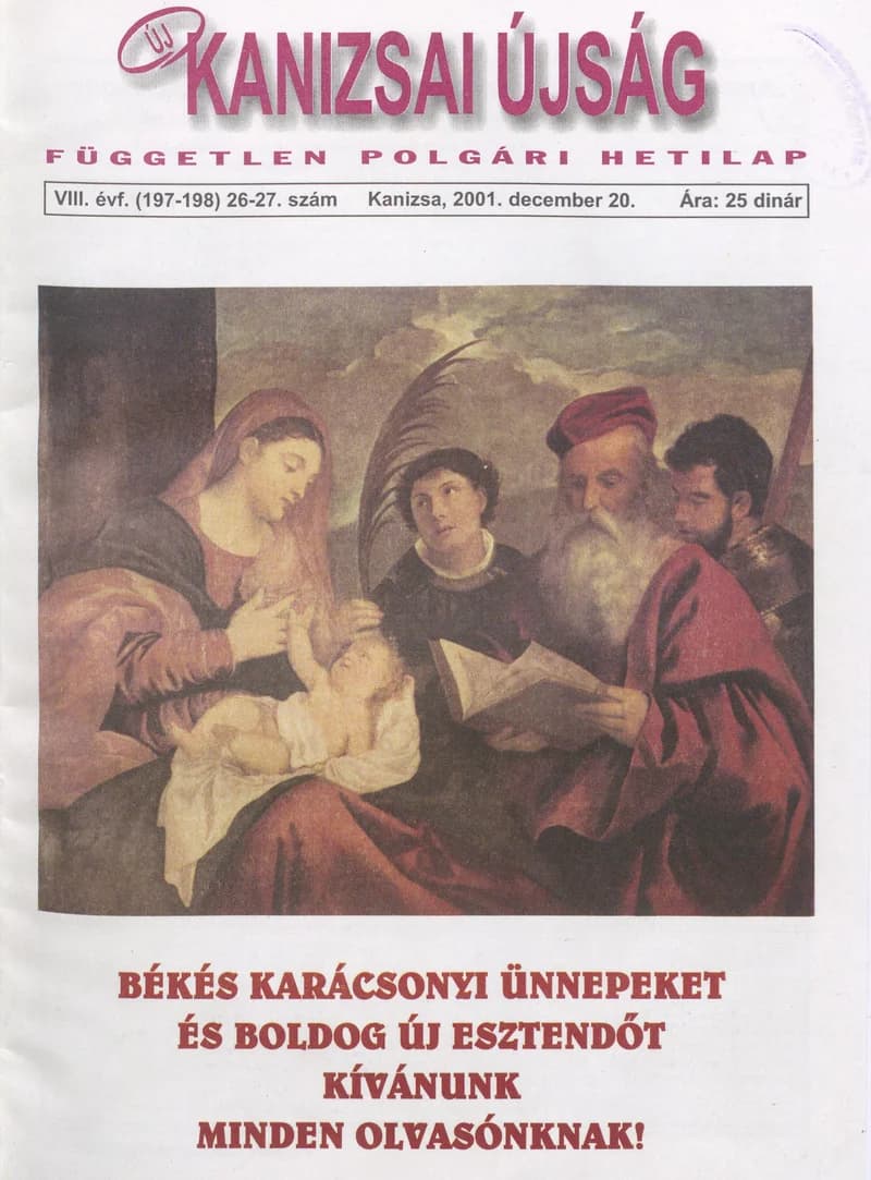 Új Kanizsai Újság, 8. évf. 2001. december 20. 26–27. sz.