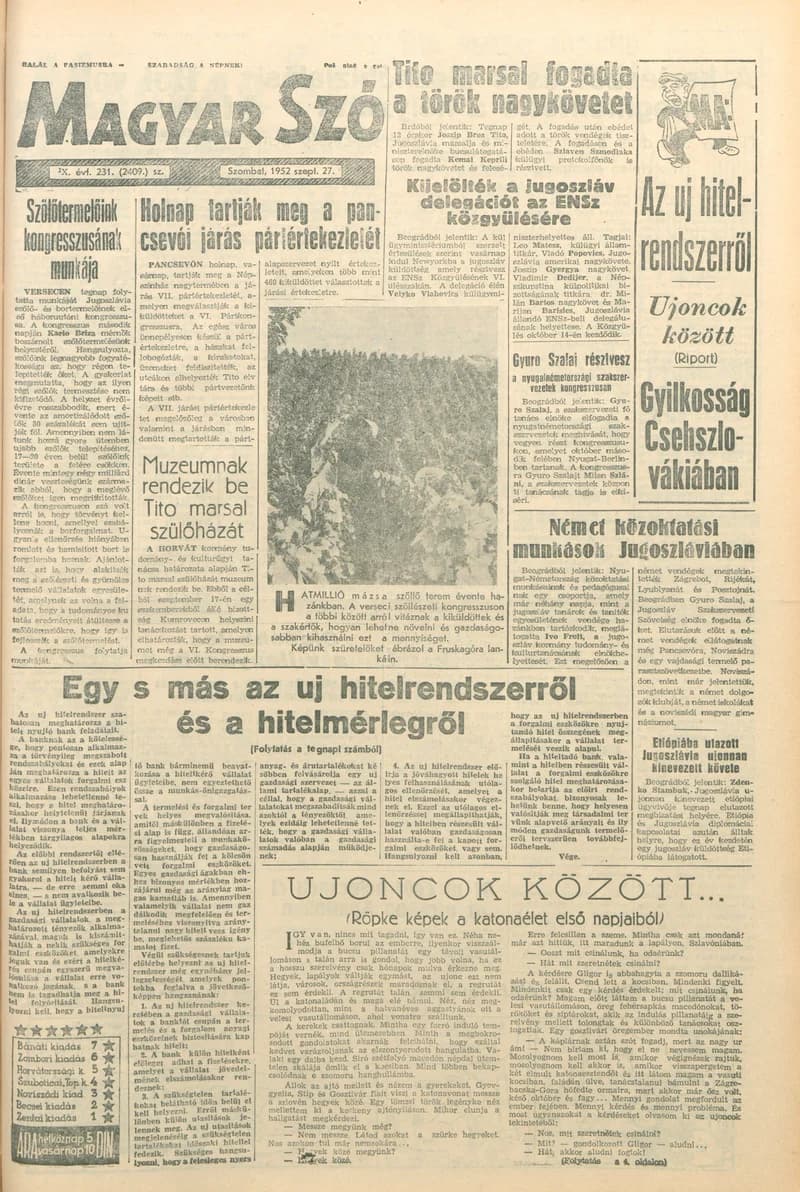 Magyar Szó, 9. évf. 1952. szeptember 27. 231. sz. 1–8. oldal