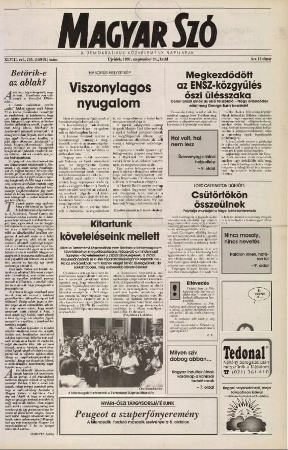 Magyar Szó, 48. évf. 1991. szeptember 24. 263. sz. 1–20. oldal