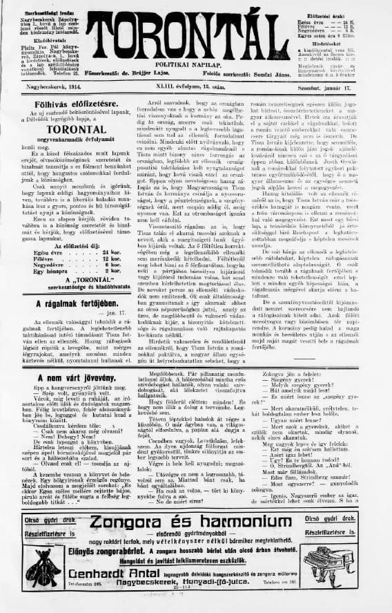 Torontál, 43. évf. 1914. január 17. 13. sz.