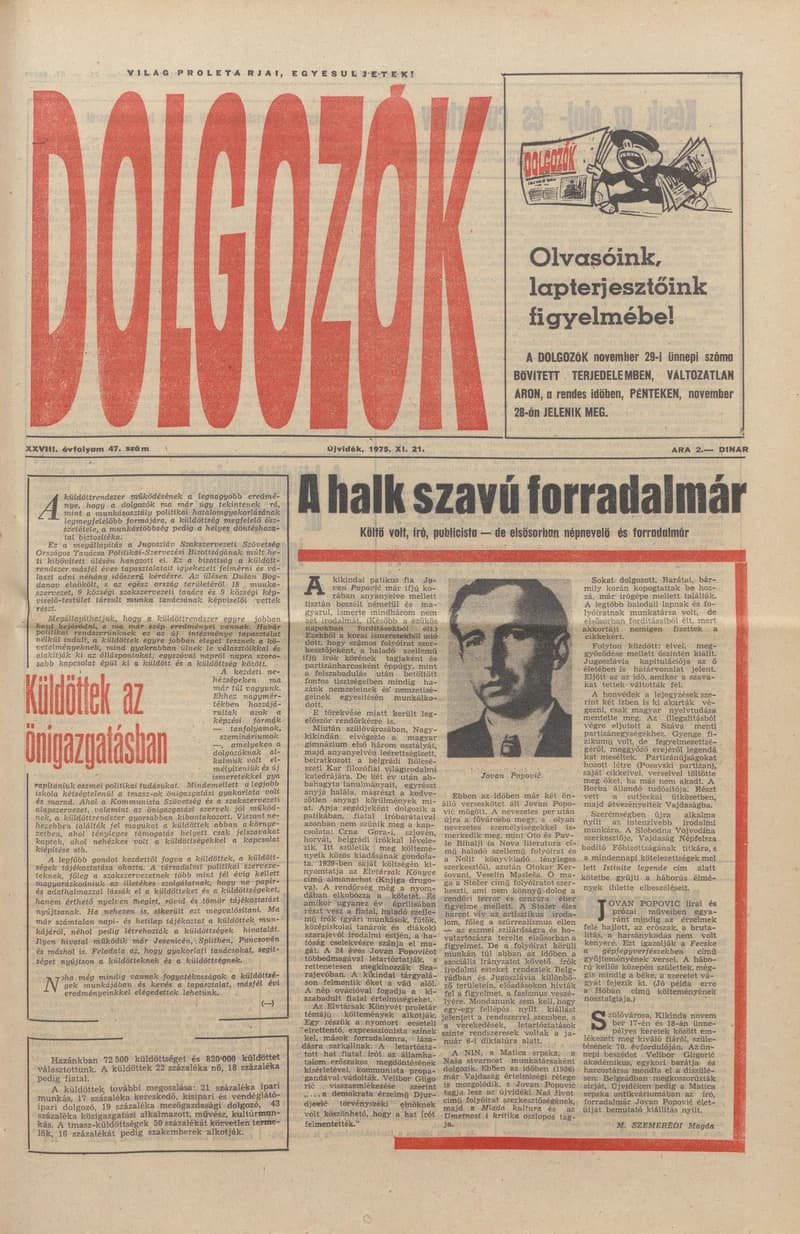 Dolgozók, 29. évf. 1975. november 21. 47. sz.
