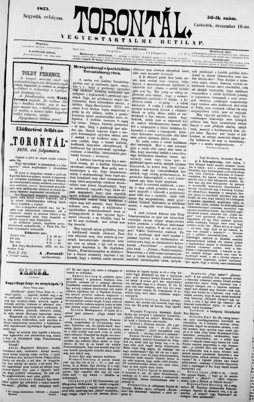 Torontál, 4. évf. 1875. december 16. 50. sz.