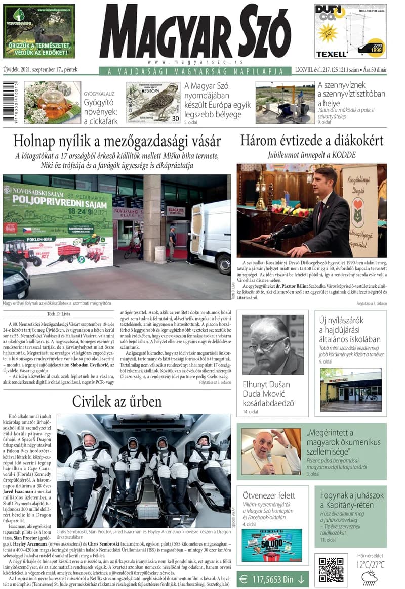 Magyar Szó, 78. évf. 2021. szeptember 17. 217. sz. 1–16. oldal